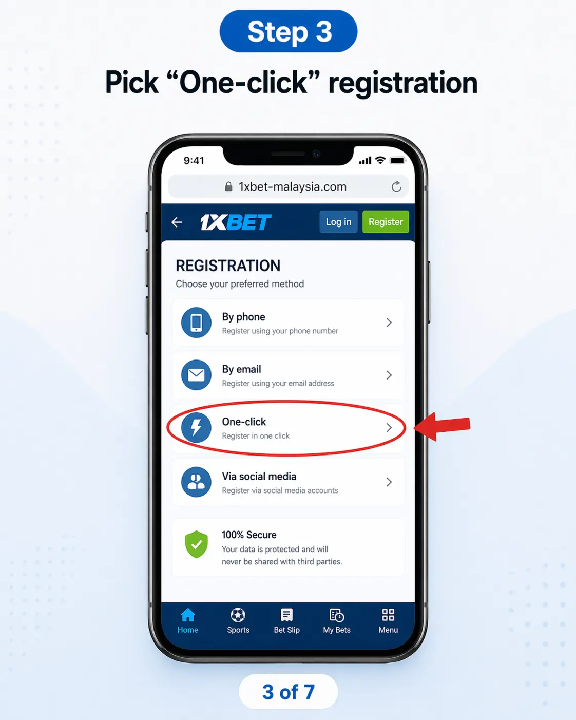 One-click registration option