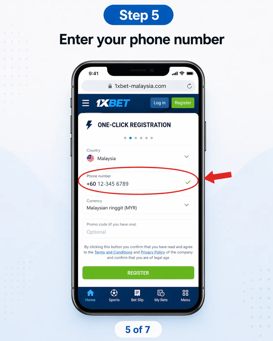 Entering phone number